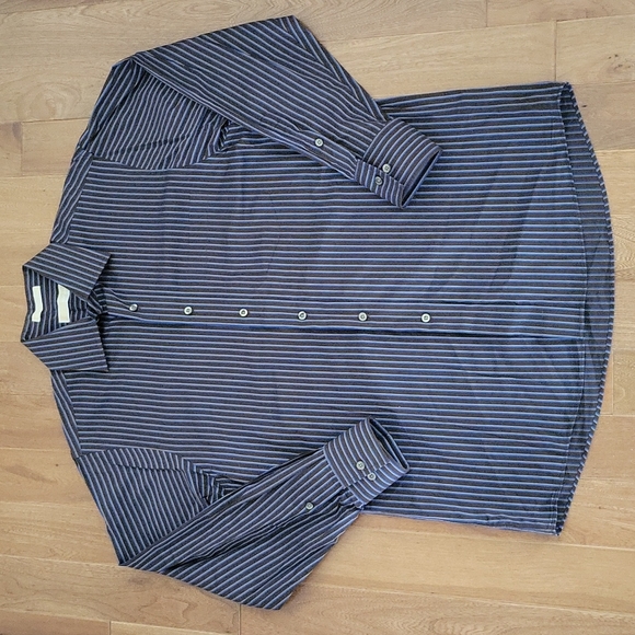 Men's Michael Kors long sleeve button down dress shirt brown blue medium 15.5 - Picture 1 of 4